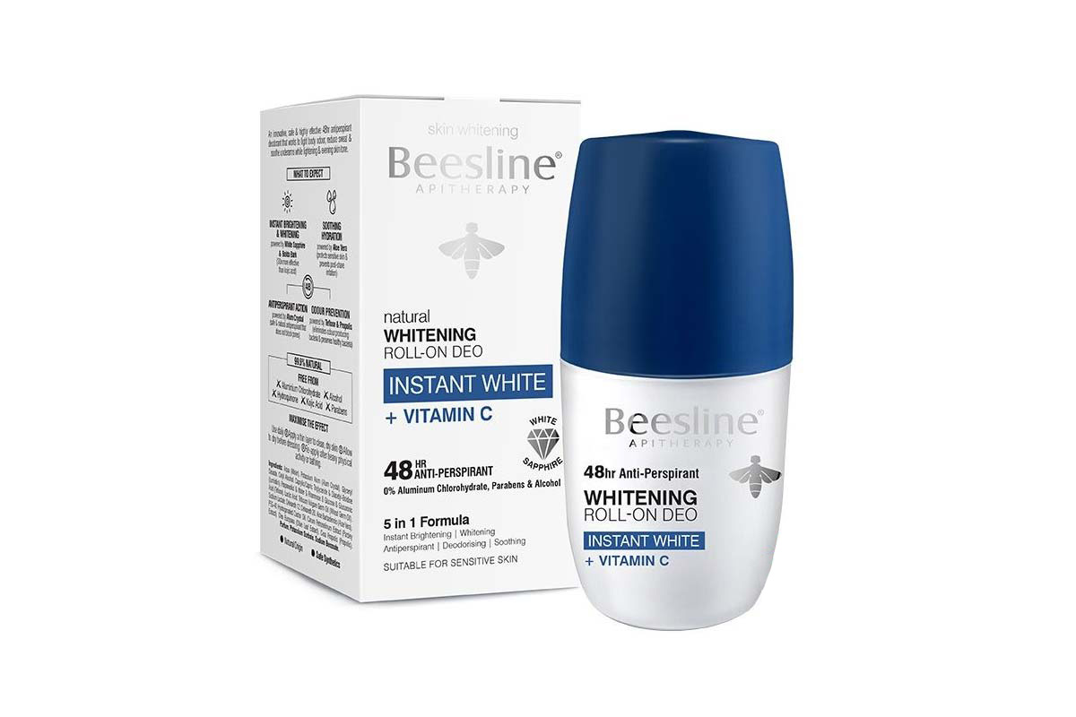BEESLINE NATURAL WHITENING ROLL ON DEO INSTANT WHITE PLUS VITAMIN C 48H 5IN1 50ML - Apotek Plus Pharmacy