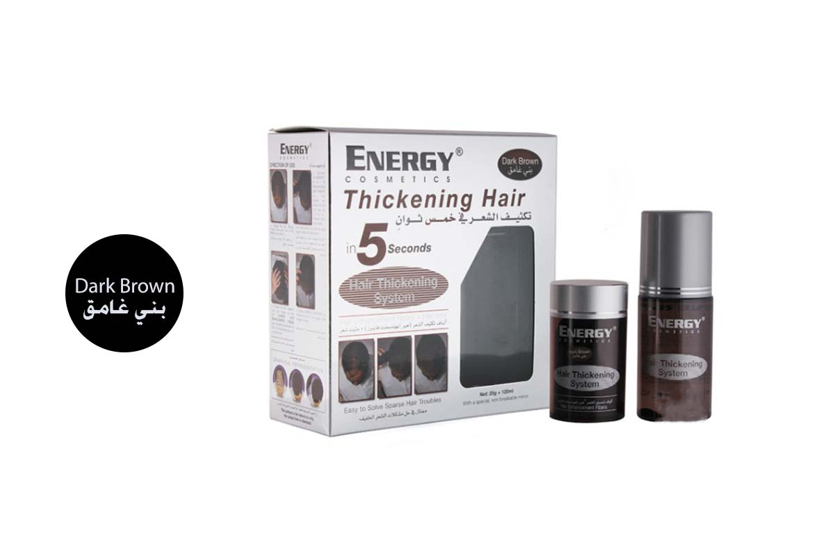 ENERGY THICKENING HAIR FIBERS DARK BROWN 25 GM PLUS 120 ML - Apotek Plus Pharmacy