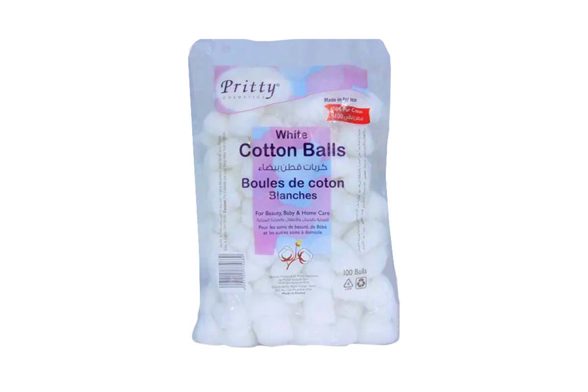 PRITTY WHITE COTTON 100 BALLS - Apotek Plus Pharmacy