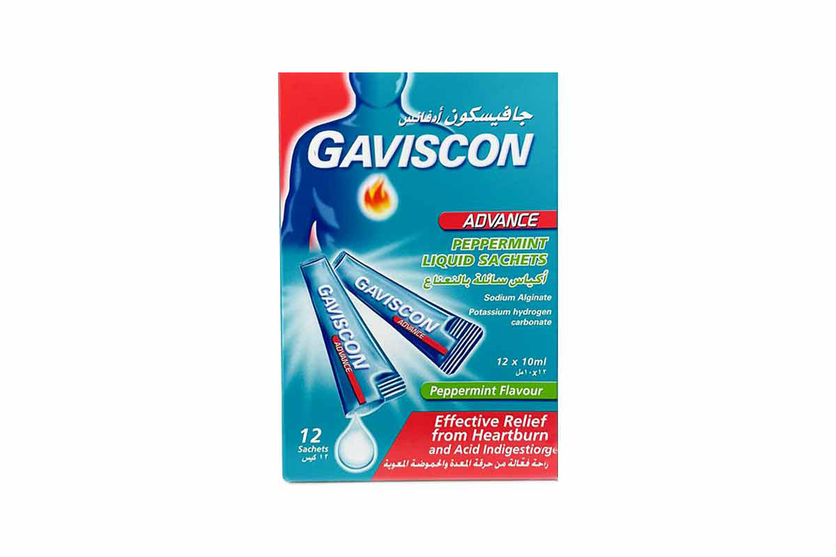 GAVISCON ADVANCE PEPPERMINT LIQUID 12 SACHETS - Apotek Plus Pharmacy