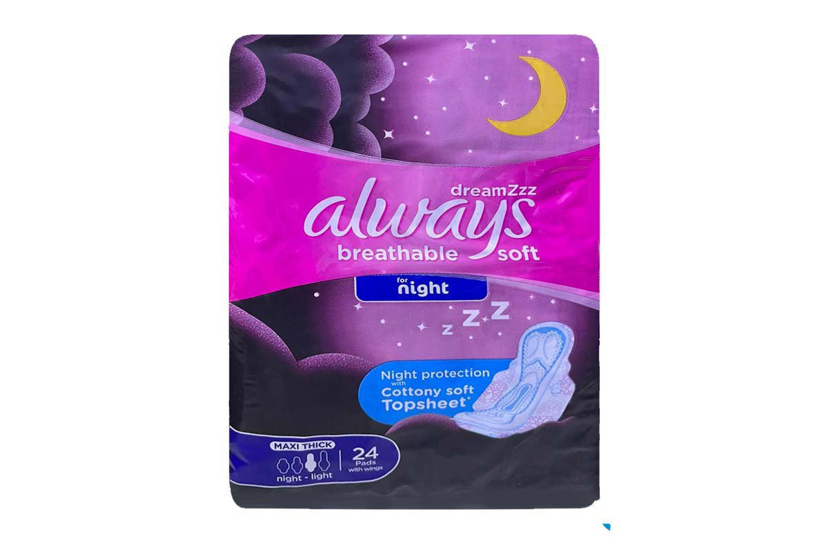 ALWAYS DREAMZ BREATHABLE SOFT NIGHT LIGHT 24 PADS - Apotek Plus Pharmacy