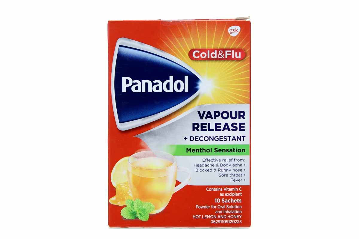 PANADOL COLD AND FLU VAPOUR DECONGESTANT MENTHOL 10 SACHETS - Apotek Plus Pharmacy