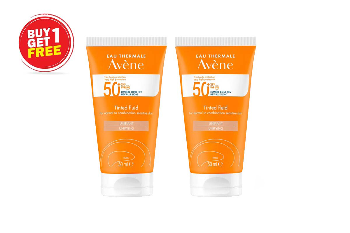 BOX BUY1GET1 AVENE TINTED FLUID SPF50 PLUS 50 ML - Apotek Plus Pharmacy