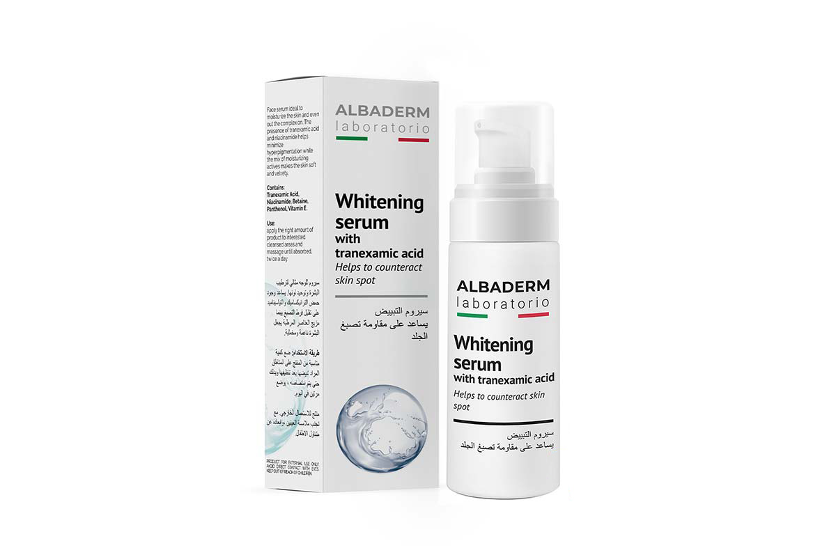 ALBADERM WHITENING SERUM WITH TRANEXAMIC ACID AND NIACINAMIDE 30 ML - Apotek Plus Pharmacy