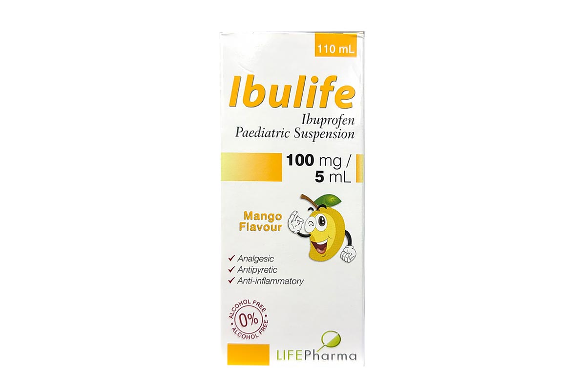 IBULIFE PAEDIATRIC 100MG/5ML SYRUP MANGO FLAVOUR 110ML - Apotek Plus Pharmacy