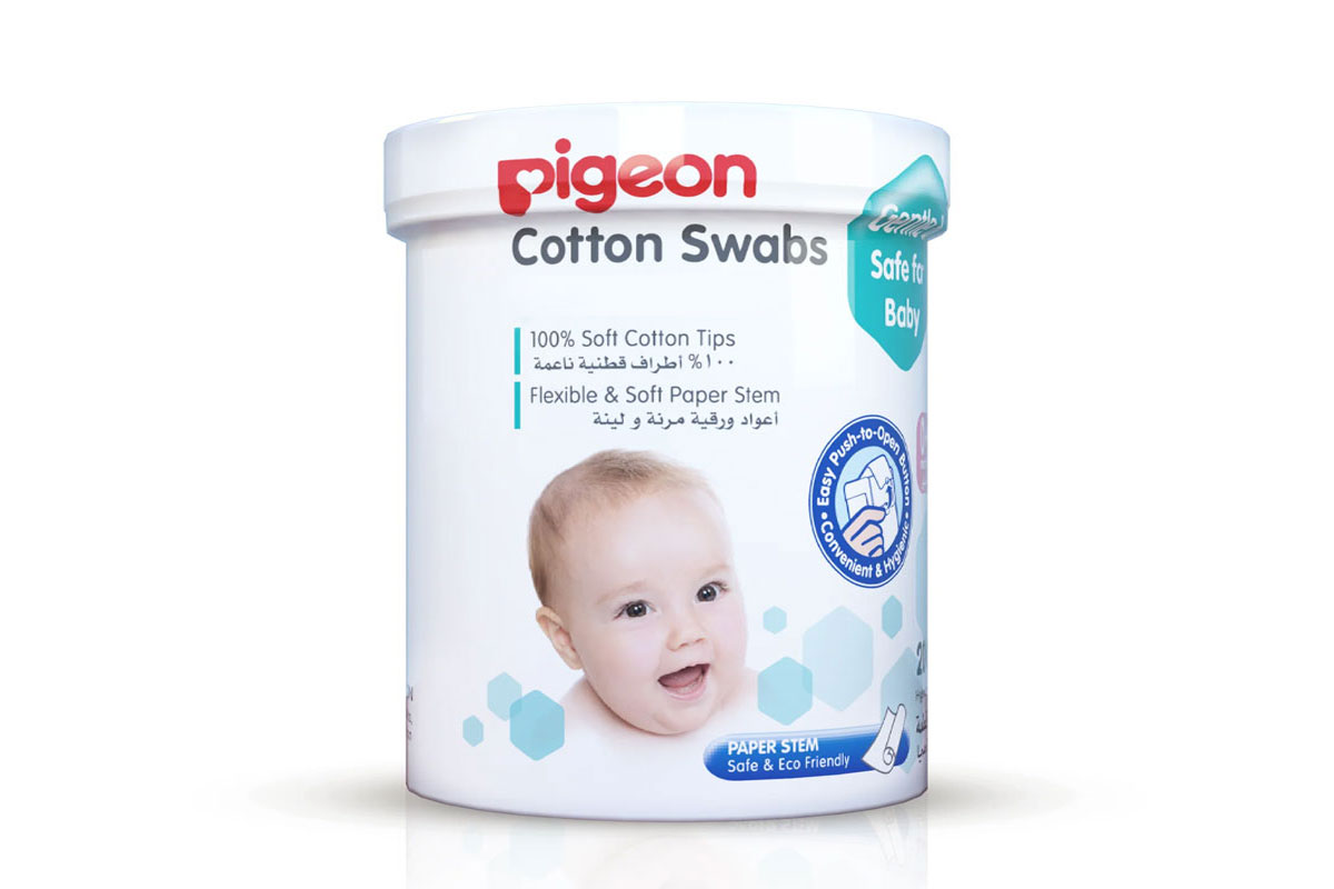PIGEON COTTON SWABS SOFT PLUS 0 MONTHS 200 PIECES - Apotek Plus Pharmacy