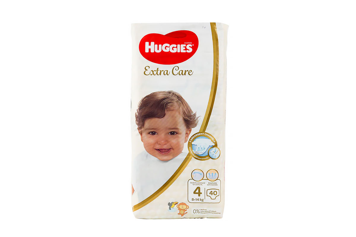 HUGGIES EXTRA CARE DIAPERS 8 TO 14KG NO4 40 PCS - Apotek Plus Pharmacy