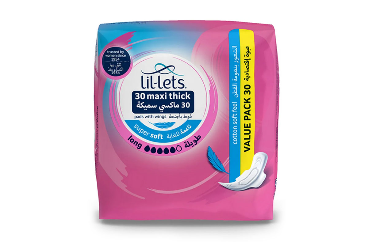 LIL LETS MAXI THICK PADS WITH WINGS SUPER SOFT LONG 30 PADS - Apotek Plus Pharmacy