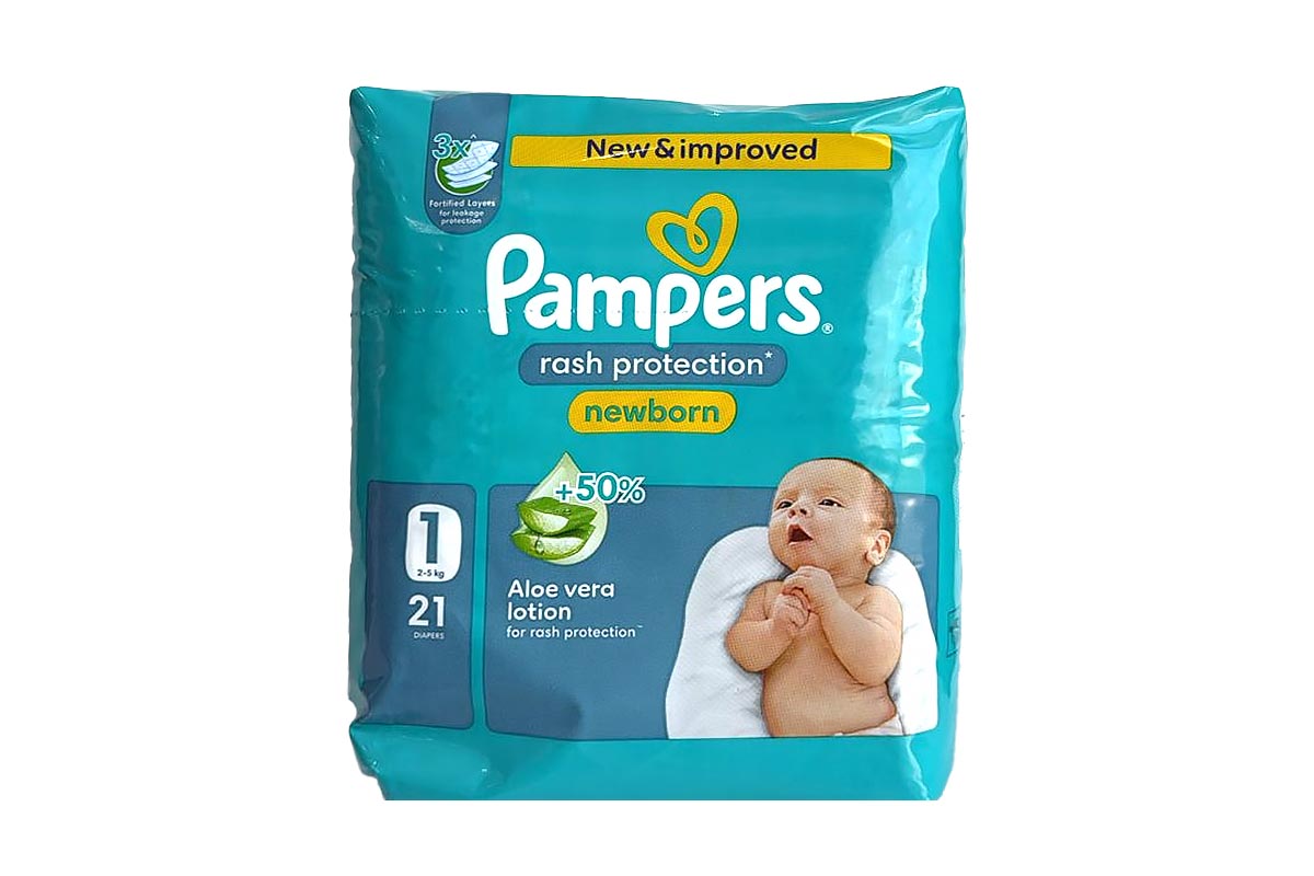 PAMPERS NEWBORN RASH PROTECTION NO 1 FROM 2 TO 5 KG 21PCS - Apotek Plus Pharmacy