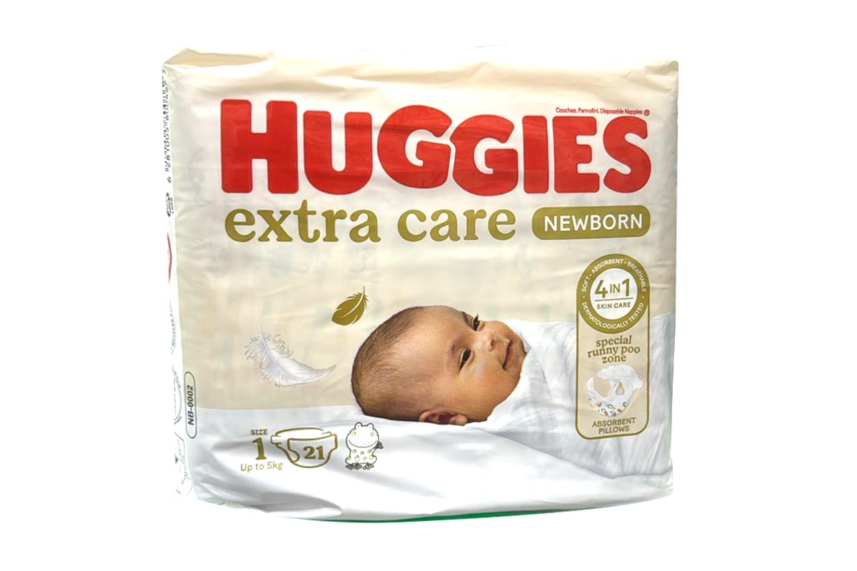 HUGGIES EXTRA CARE NEWBORN NO1 UP TO 5 KG 21DIAPERS - Apotek Plus Pharmacy