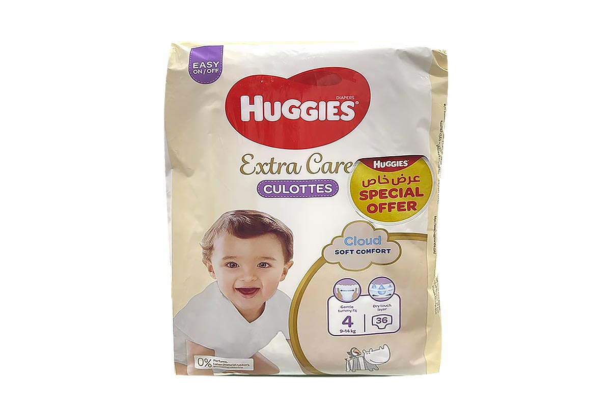 HUGGIES EXTRA CARE PANTS NO4 FROM 9 TO 14 KG 36PANTS - Apotek Plus Pharmacy