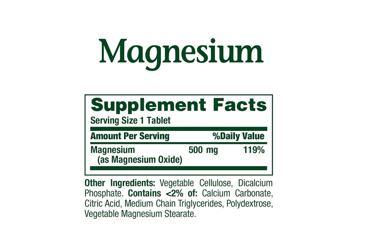 NATURES BOUNTY MAGNESIUM 500MG 100 TABLETS - Apotek Plus Pharmacy