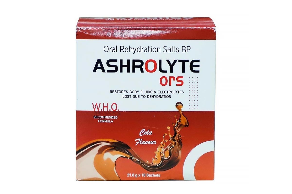 ASHROLYTE ORS  COLA FLAVOUR 10 SACHETS - Apotek Plus Pharmacy