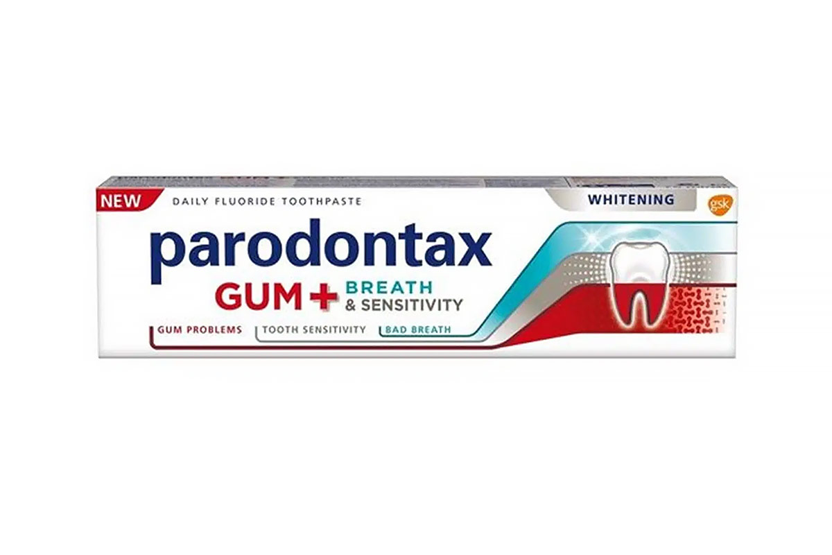 PARODONTAX GUM PLUS BREATH AND SENSITIVITY WHITENING TOOTH PASTE 75ML - Apotek Plus Pharmacy