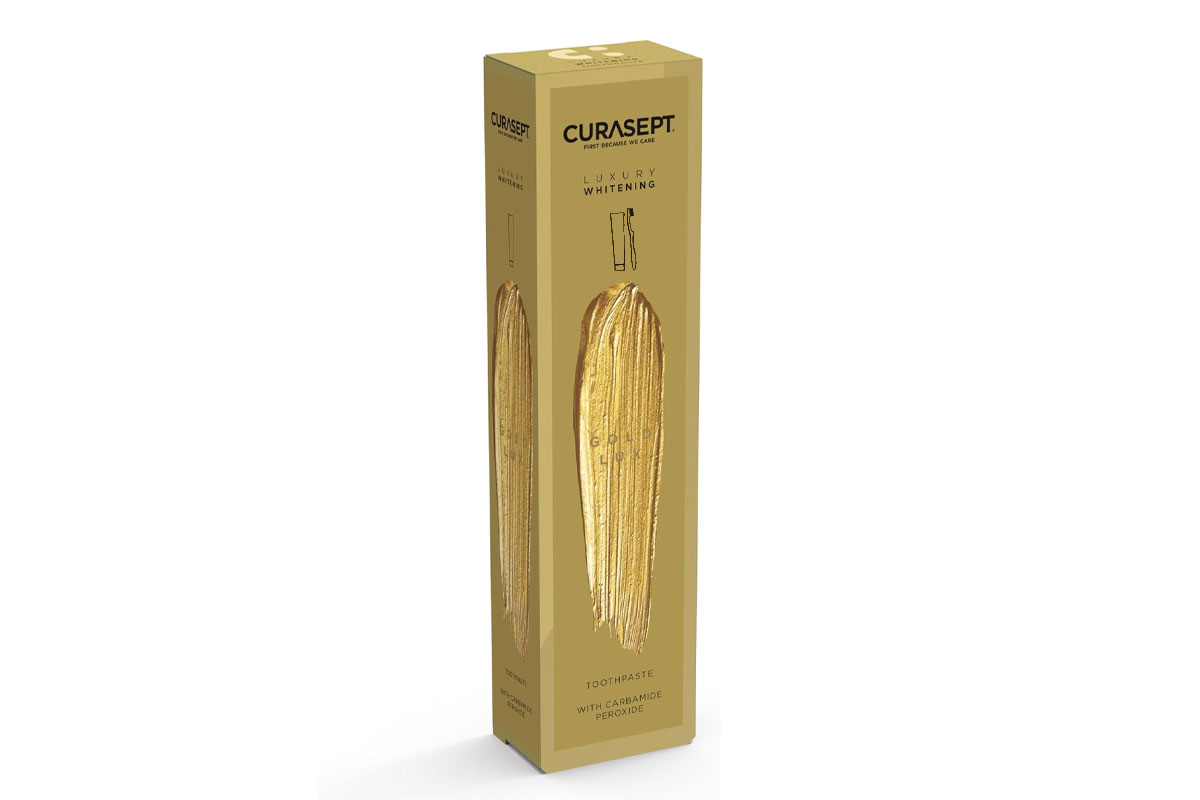 CURASEPT GOLD LUXURY WHITENING TOOTH PASTE WITH TOOTH BRUSH 75ML - Apotek Plus Pharmacy