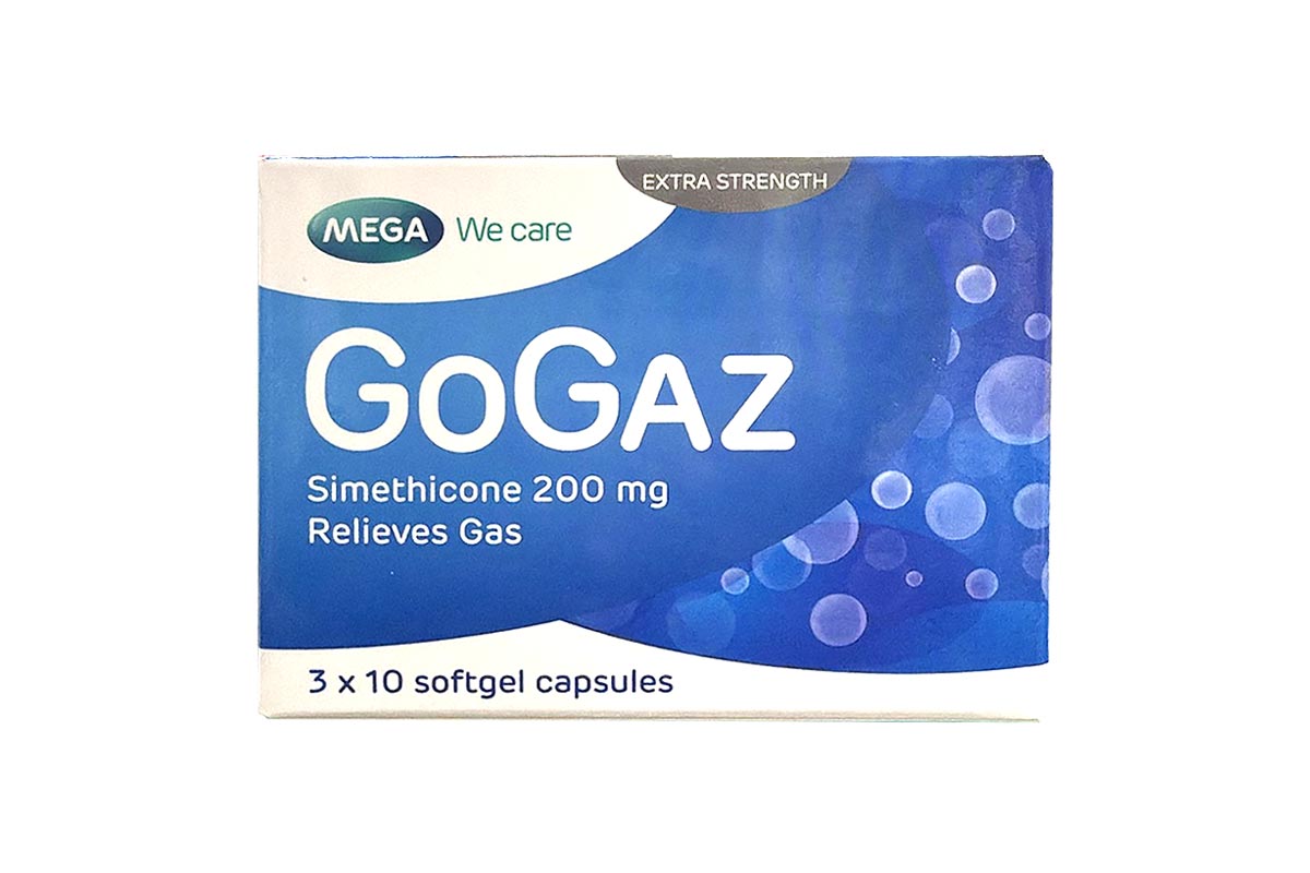 GOGAZ EXTRA STRENGTH SIMETHICONE 200MG 30 CAPSULES - Apotek Plus Pharmacy