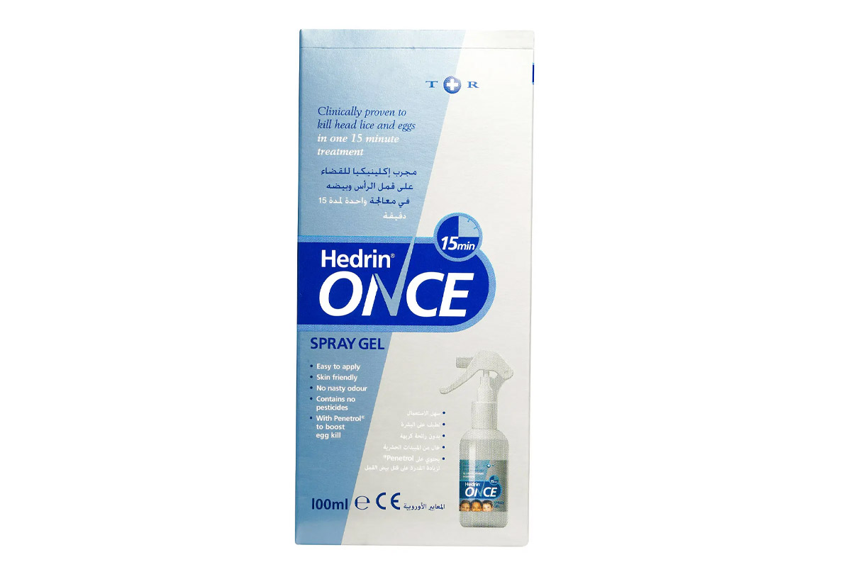 HEDRIN ONCE KILLS HEAD LICE AND EGGS SPRAY GEL 100ML - Apotek Plus Pharmacy