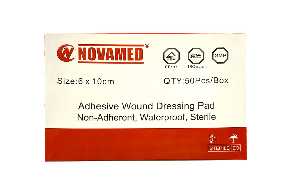 NOVAMED ADHESIVE STERILE WATERPROOF WOUND DRESSING PADS 6X10CM 5 PIECES - Apotek Plus Pharmacy