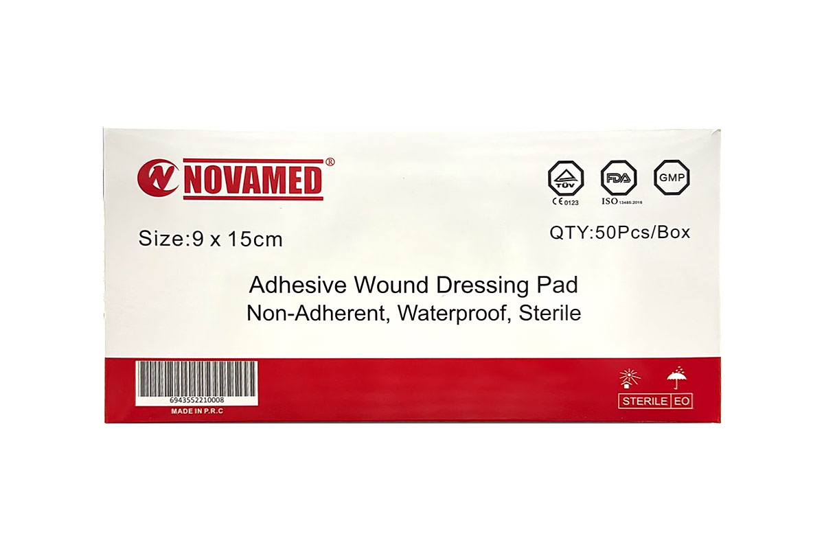 NOVAMED ADHESIVE STERILE WATERPROOF WOUND DRESSING PADS 9X15CM 5 PIECES - Apotek Plus Pharmacy