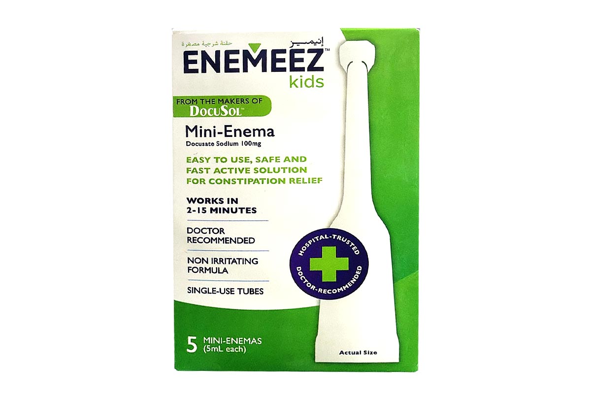 ENEMEEZ MINI ENEMA 100MG RELIEF CONSTIPATION KIDS 5 TUBES - Apotek Plus Pharmacy