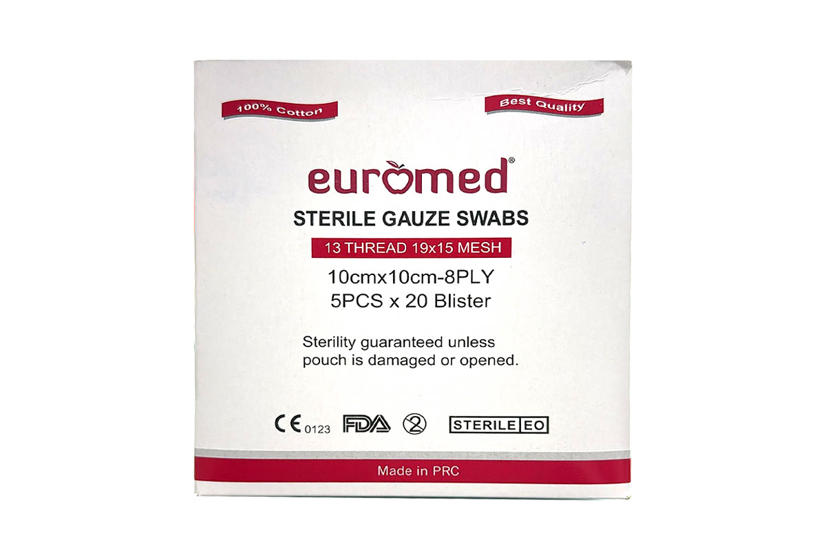 EUROMED STERILE GUAGE SWABS 10CMX10CM 1 PIECE - Apotek Plus Pharmacy