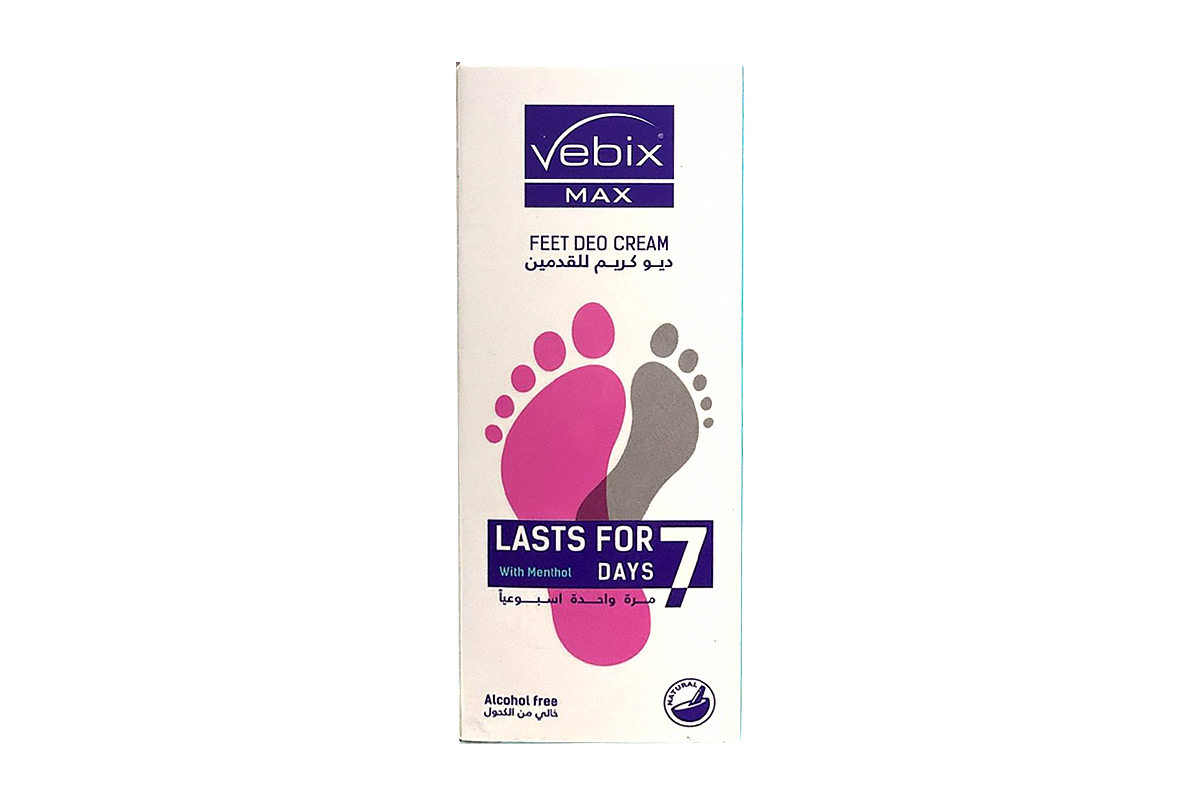 VEBIX MAX FEET DEO CREAM ALCOHOL FREE 15ML - Apotek Plus Pharmacy