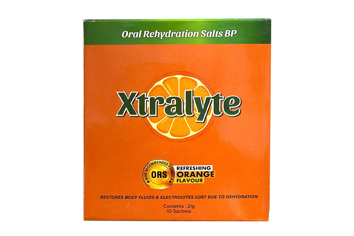 XTRALYTE ORS 21GM ORANGE FLAVOUR 10 SACHETS - Apotek Plus Pharmacy