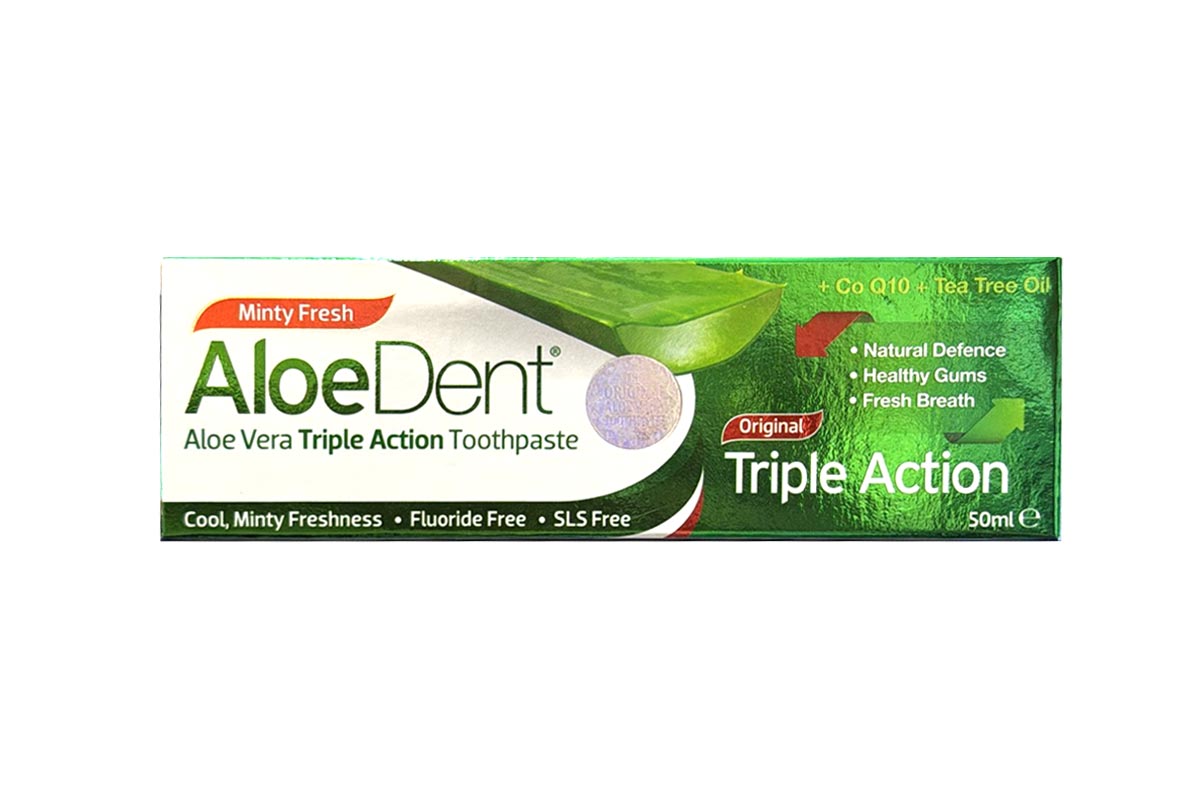 ALOEDENT ALOE VERA TRIPLE ACTION TOOTHPASTE MINTY FRESH 50ML - Apotek Plus Pharmacy