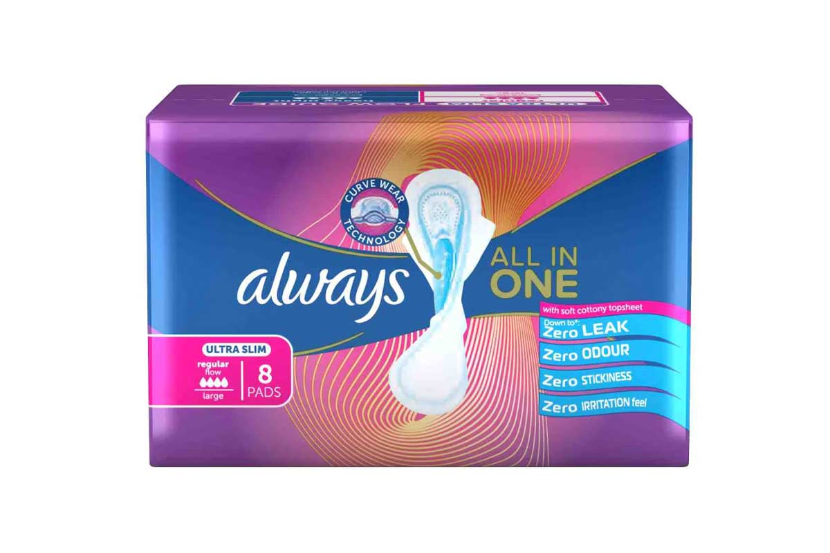 ALWAYS ALL IN ONE ULTRA SLIM LARGE ZERO LEAKS 8 PADS - Apotek Plus Pharmacy