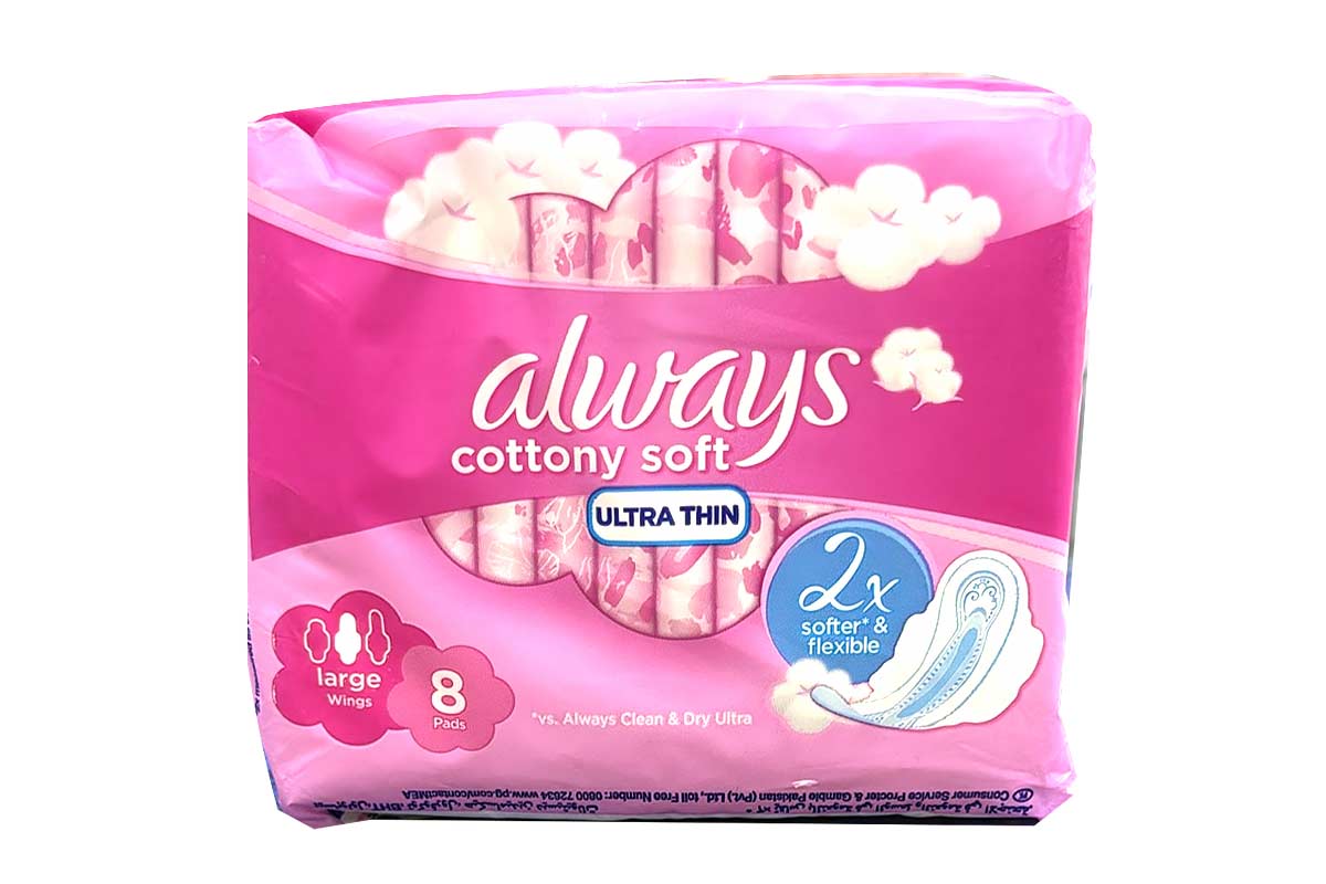 ALWAYS COTTONY SOFT ULTRA THIN LARGE WINGS 8 PADS - Apotek Plus Pharmacy