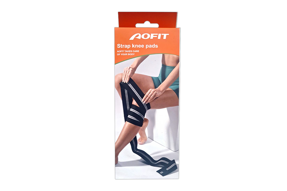 AOFIT STRAP KNEE PADS 200 CM X 8 CM BLACK COLOR ONE SIZE 1 PCS - Apotek Plus Pharmacy