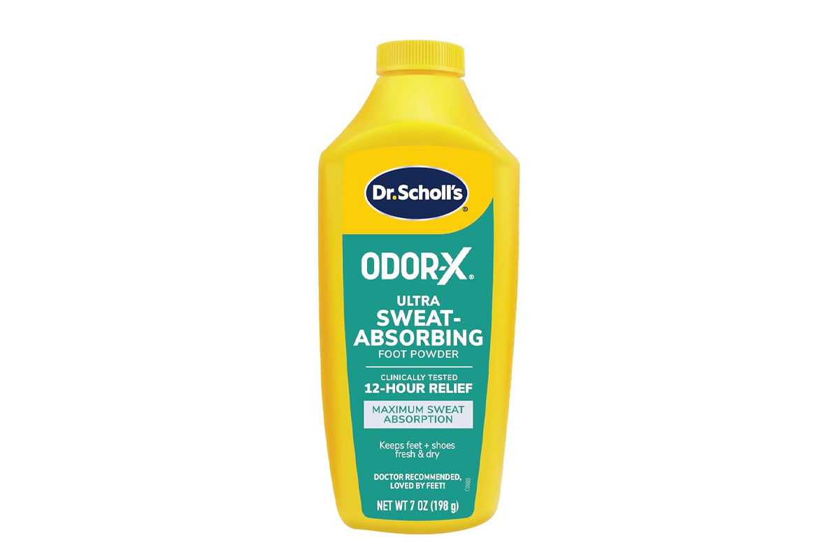 DR SCHOLLS ODOR X ULTRA SWEAT ABSORBING 12 HOURS FOOT POWDER 198GM - Apotek Plus Pharmacy