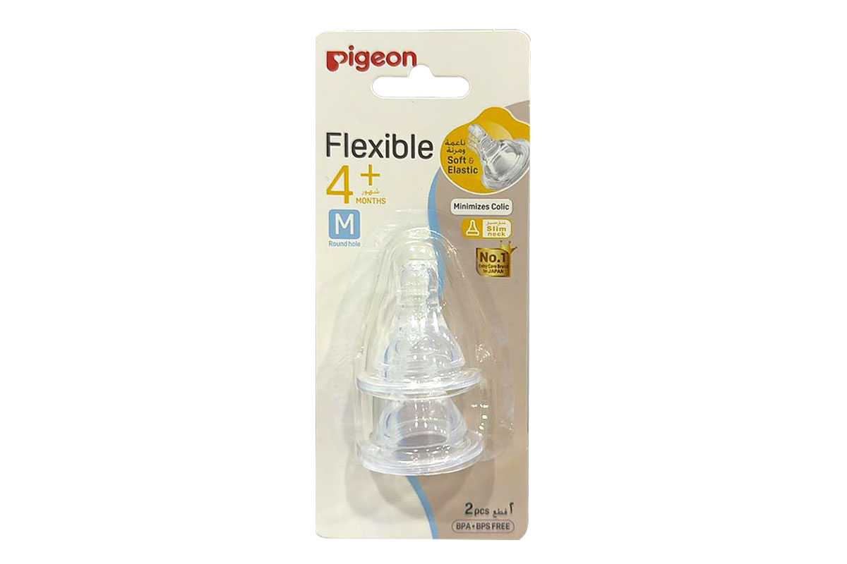 PIGEON FLEXIBLE NIPPLE M PLUS 4 MONTHS 2 PIECES - Apotek Plus Pharmacy
